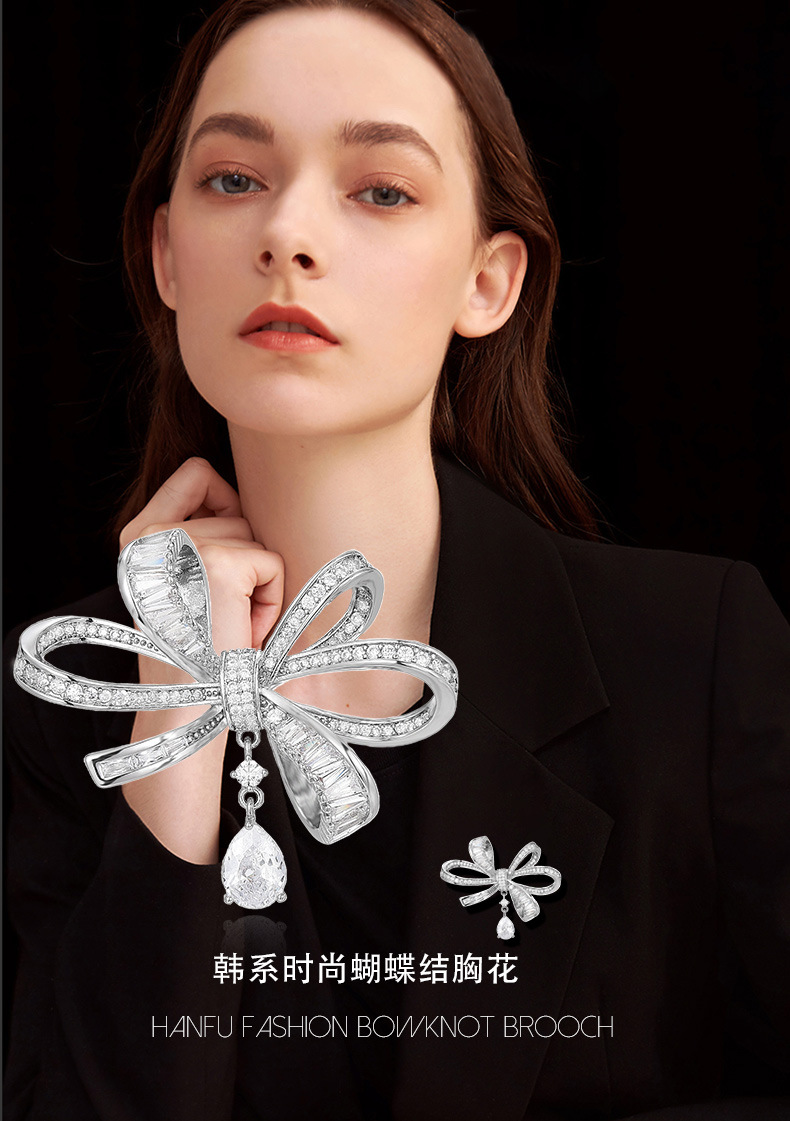 韩系小众简约百搭吊坠蝴蝶结小胸针时尚ins精致服装领针配饰胸花详情10