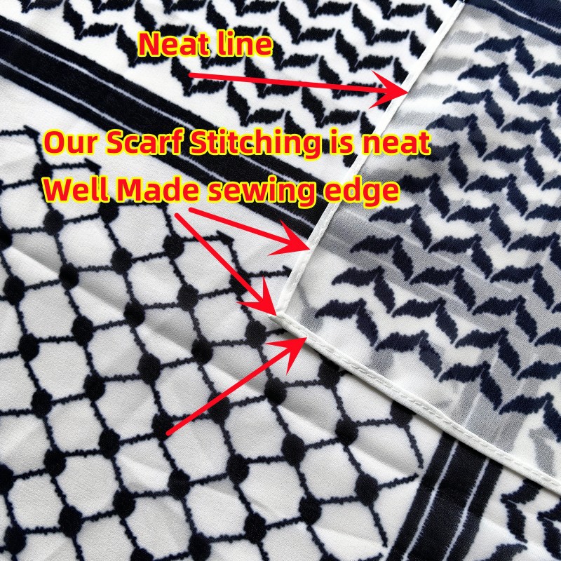 阿拉伯头巾跨境新款雪纺印花格子围巾迪拜巴勒斯坦土耳其中东头巾详情4