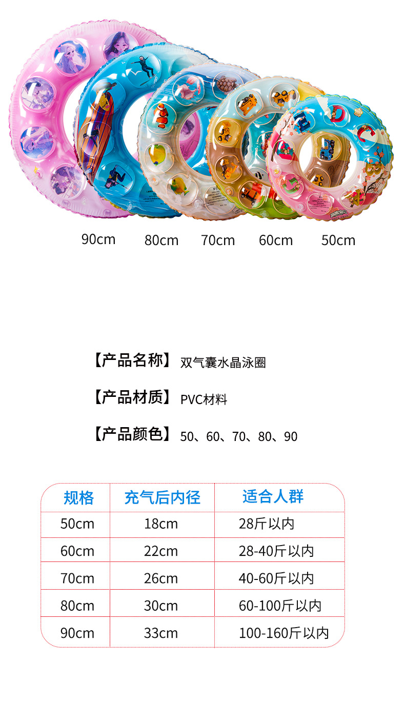 夏季加厚儿童游泳圈
双气囊充气水晶泳圈透明塑料双层水晶圈批发详情15