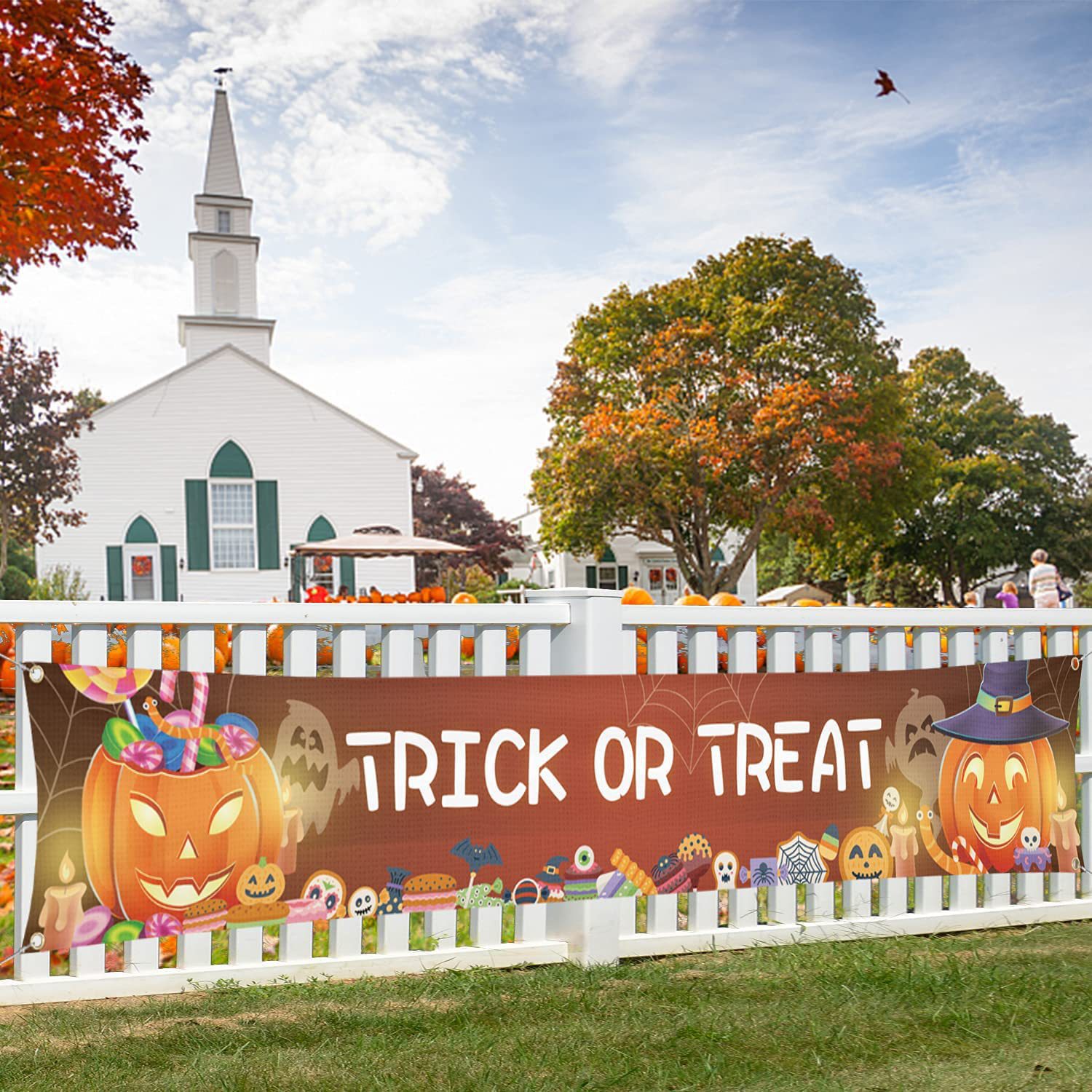 Customized cross-border Halloween couplet banner, festival decoration, polyester printed Halloween background cloth set, and hanging flag pic 30