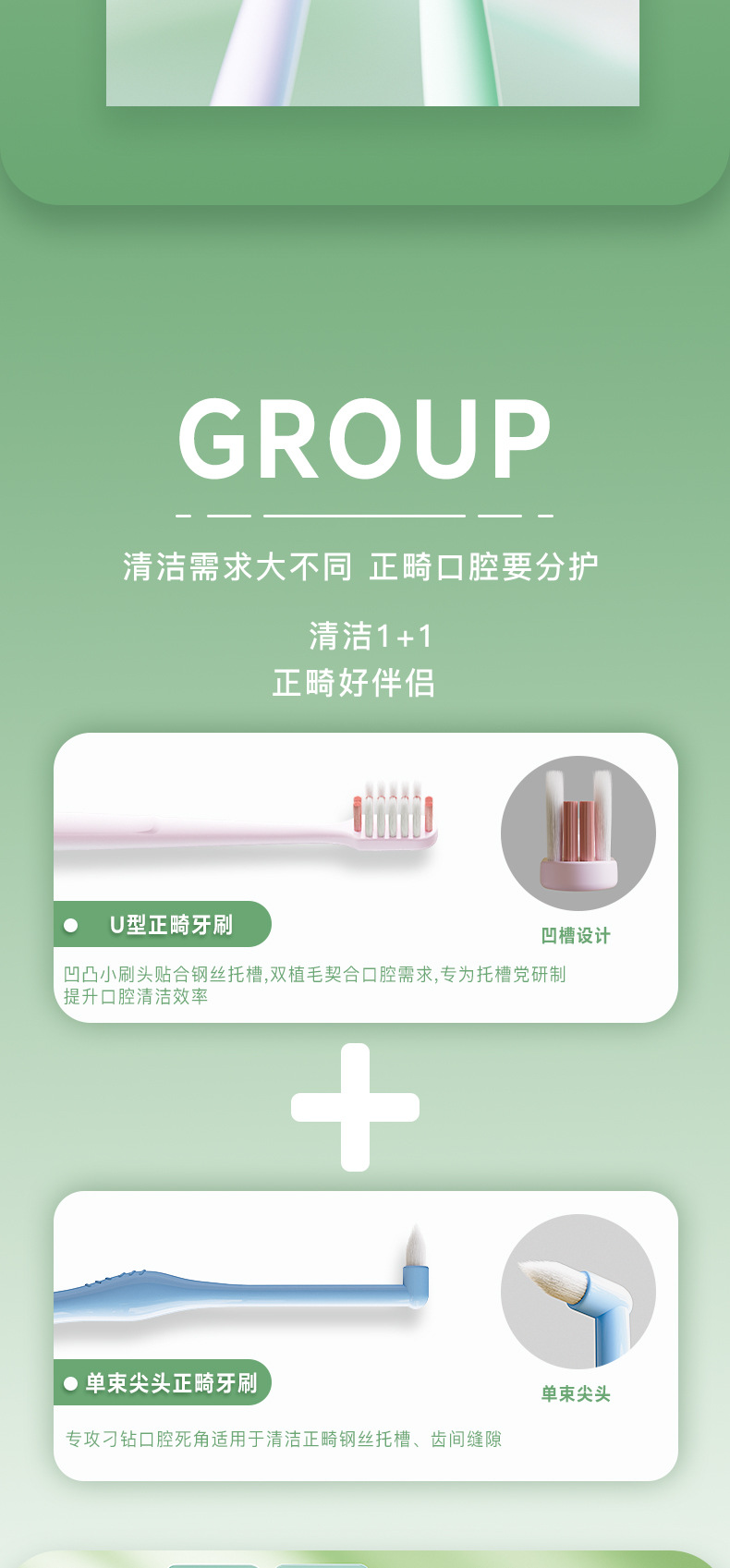 Orthodontic pointed head single-bundle head interdental brush for correcting teeth with braces, wisdom tooth pit and fissure cleaning, L-shaped orthodontic interdental brush pic 7