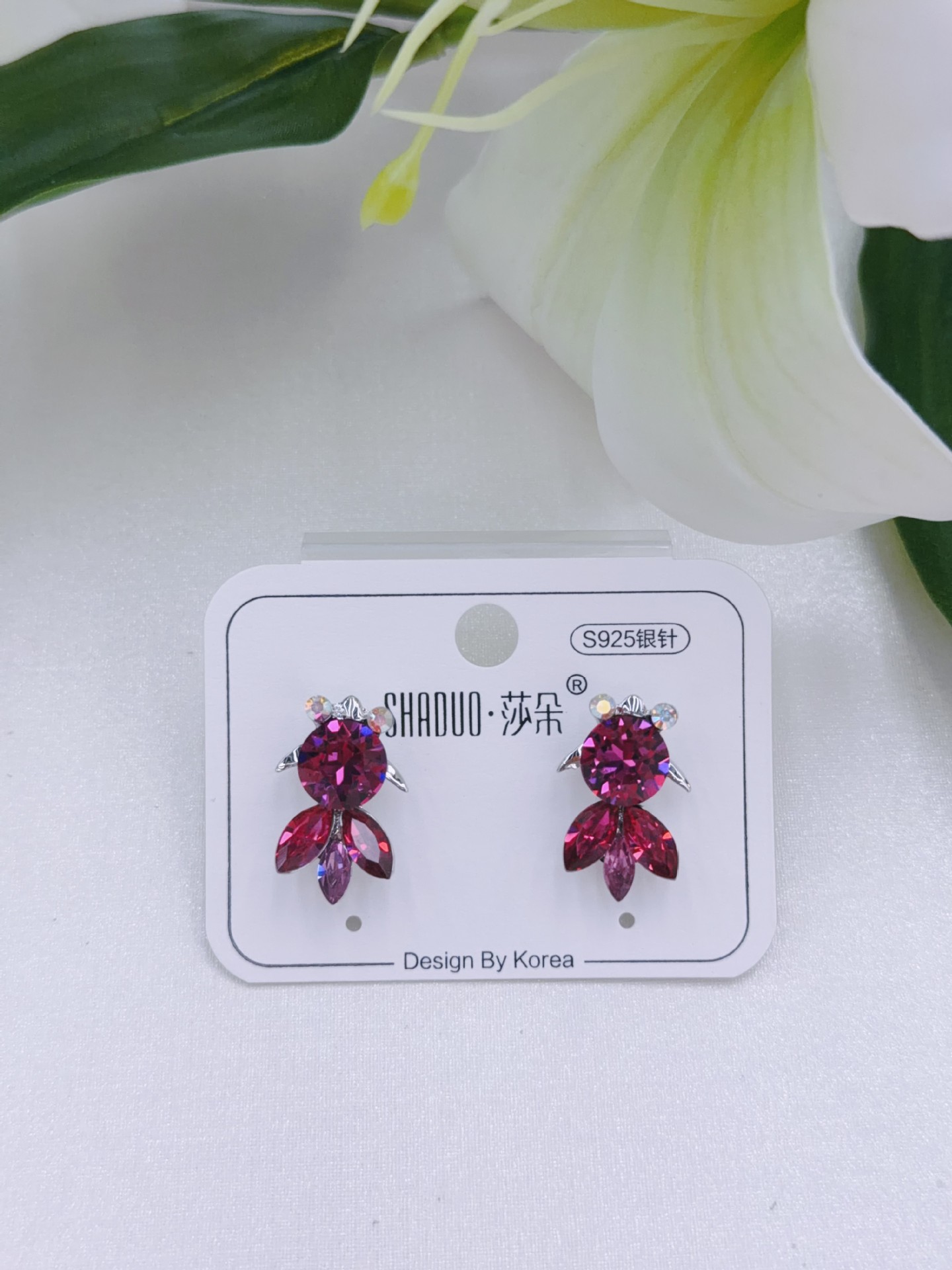 爆闪施家镶钻进口奥地利水晶精致韩系小金鱼耳钉S925纯银耳针新款详情3