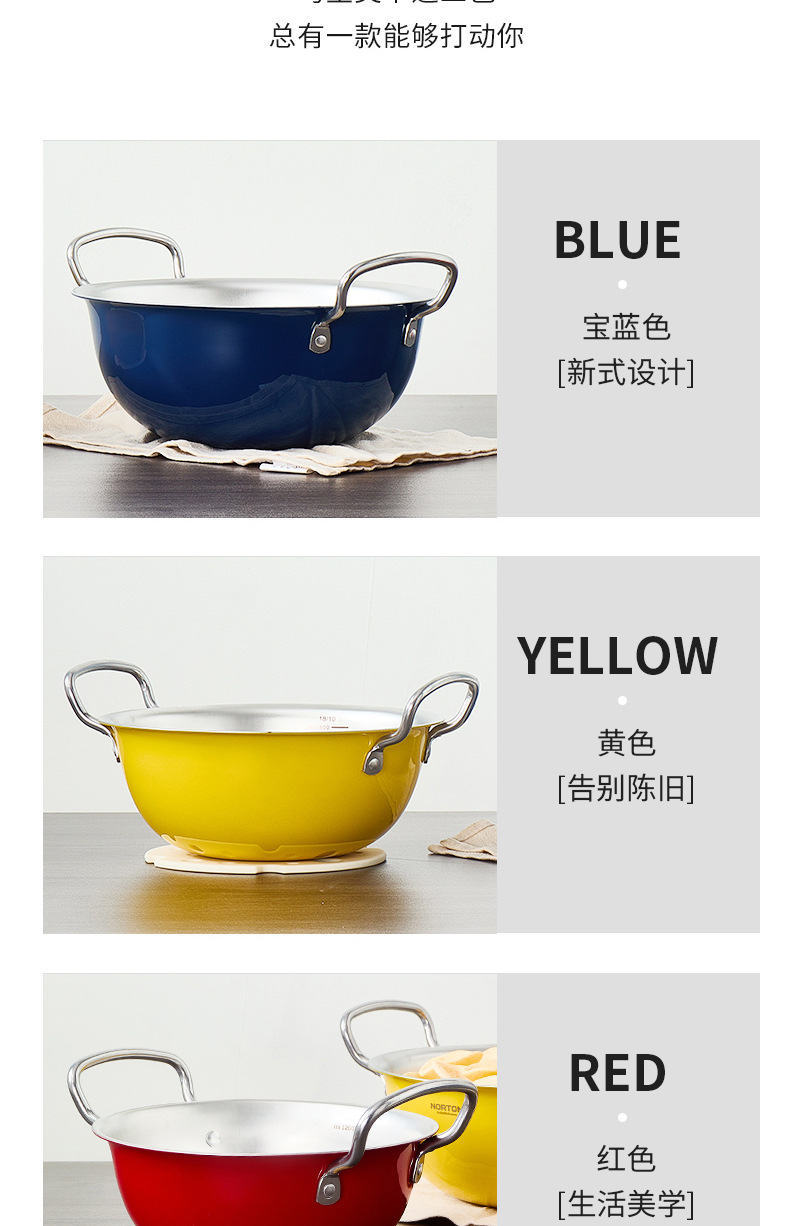 韩式不锈钢双耳沙拉盆高颜值水果碗带把手料理小吃碗家用打蛋盆详情3