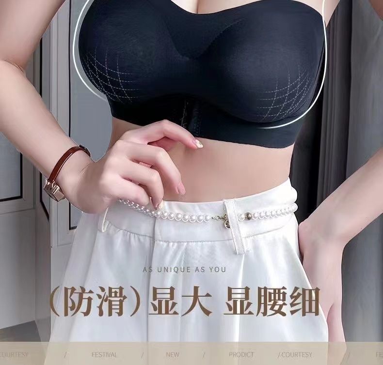 夏季冰丝无痕无肩带内衣女小胸聚拢防滑不掉收副乳隐形文胸罩抹胸详情4