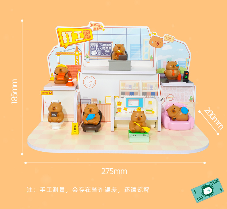 新款打工豚盲盒可爱卡皮巴拉打工人办公室桌面摆件潮流创意礼物详情4