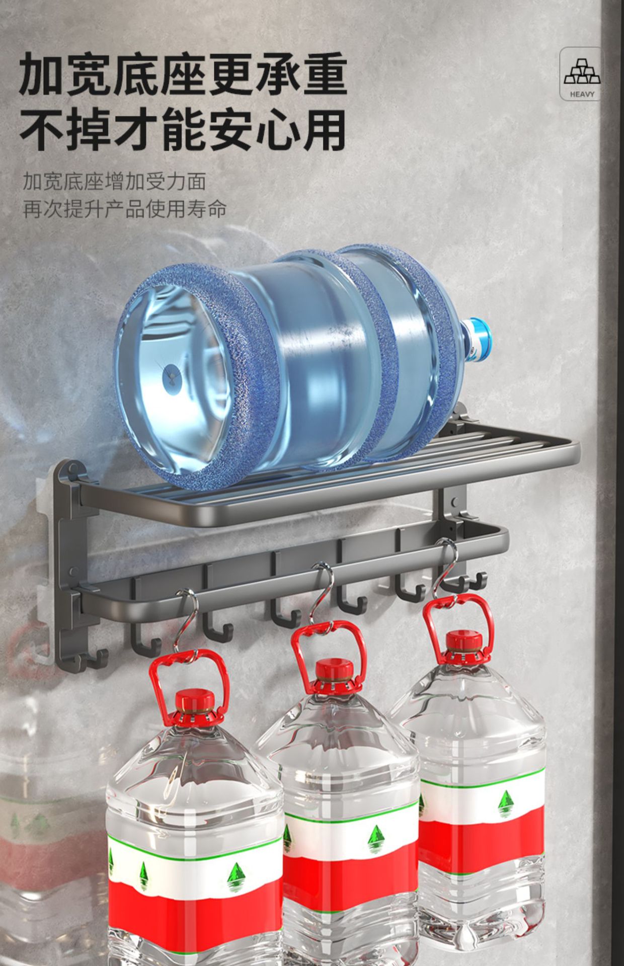 Gun gray folding bath towel rack, non-drilling bathroom storage rack, multi-functional bathroom toilet towel rack storage pic 32