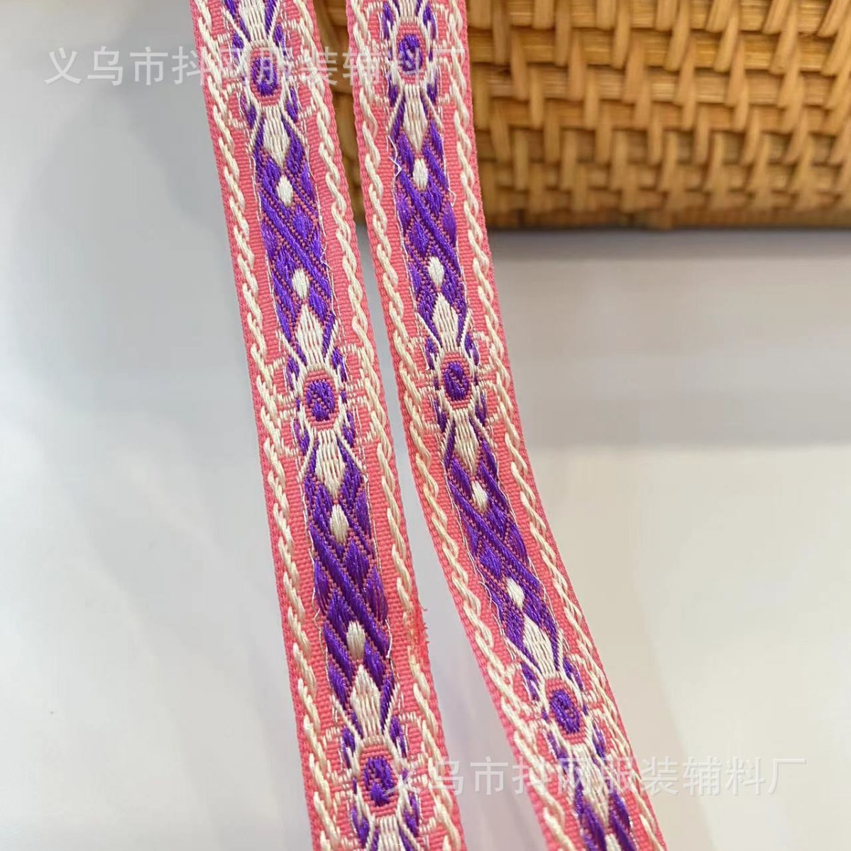 1.5cm handmade DIY bow, ethnic style jacquard embroidery, ribbon, hair accessory, headwear, edge strap, gift box, packaging strap pic 5