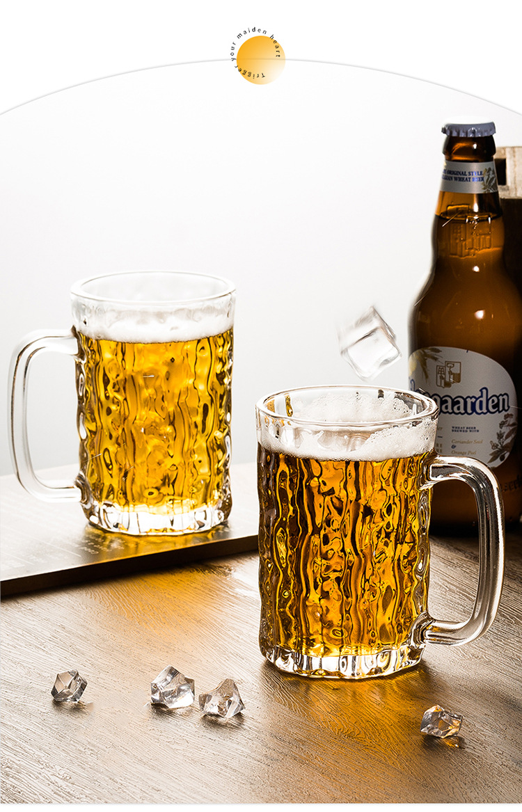 Wholesale glass cups with handles, household cups with handles, large-capacity draft beer cups, commercial beer mugs with handles, and tea cups pic 10