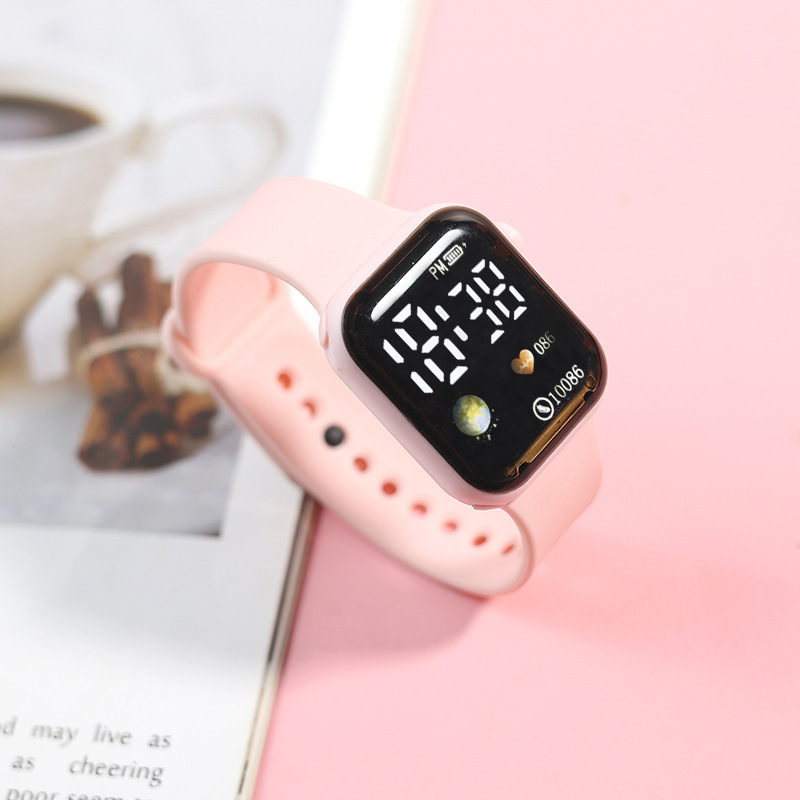 The new push-button Earth sports watch Y1LED watch is a simple square and trendy student promotional gift watch pic 3