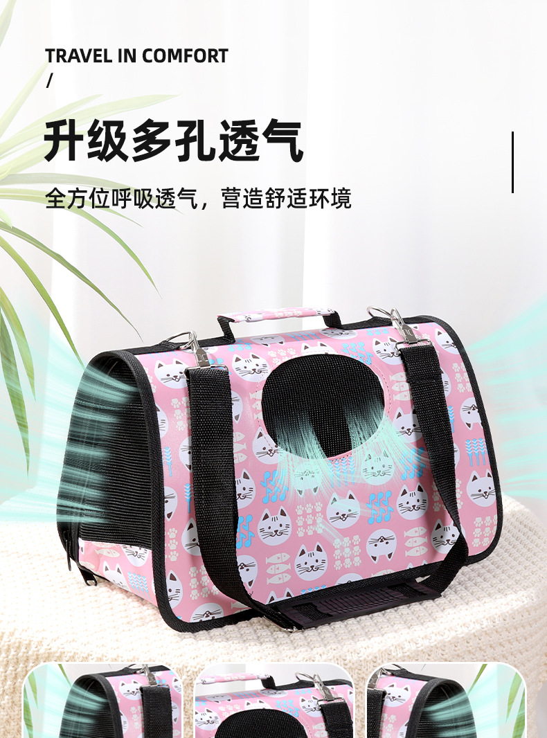 现货猫咪背包多色多图案宠物多功能牛津布便携式外出手提包批发详情3