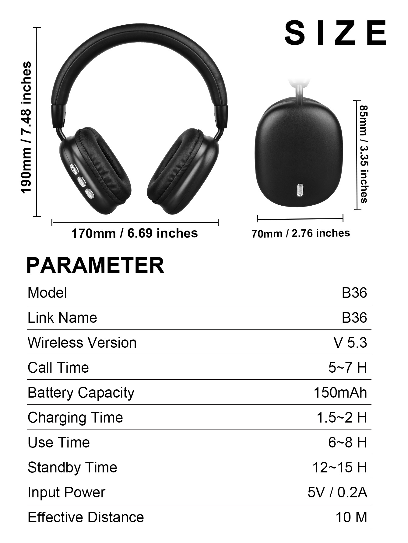 New cross-border bestseller B36 over-ear Bluetooth headphones, wireless computer, e-sports, gaming with microphone, sports, C-port for girls pic 14