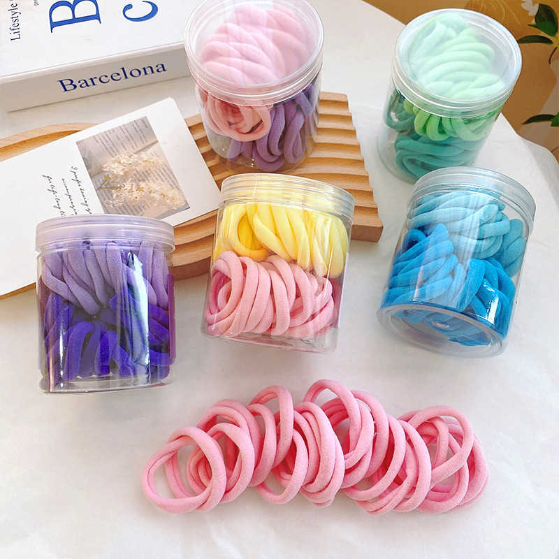 50 canned candy-colored seamless towel bands, high-elasticity and durable hair ties, and colorful hair ties for girls pic 3