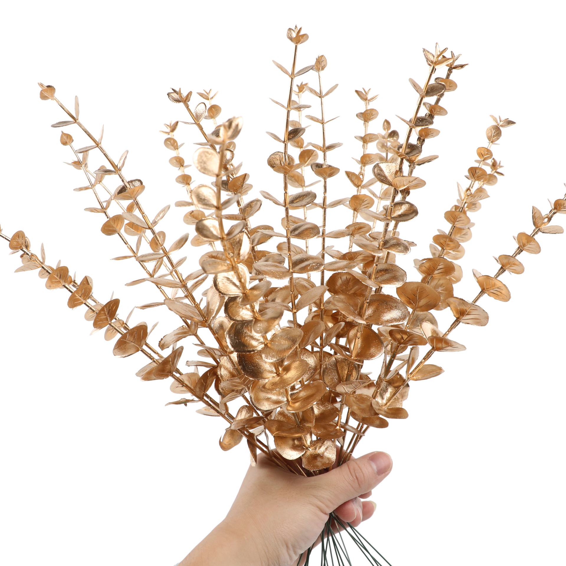 尤加利叶仿真绿植单支婚庆家居装饰假花配件桉树叶园艺摆件批发详情3