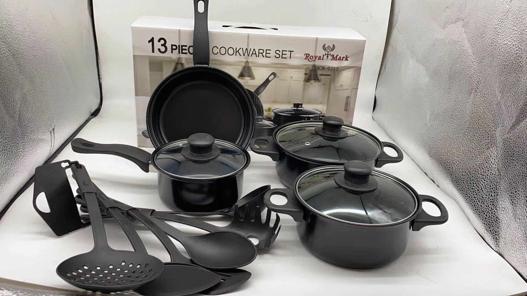 Hot-selling 13-piece set of cookware: spatula, non-stick soup pot, milk pot, frying pot, cross-border tourmaline pot, multi-piece set of cookware pic 14