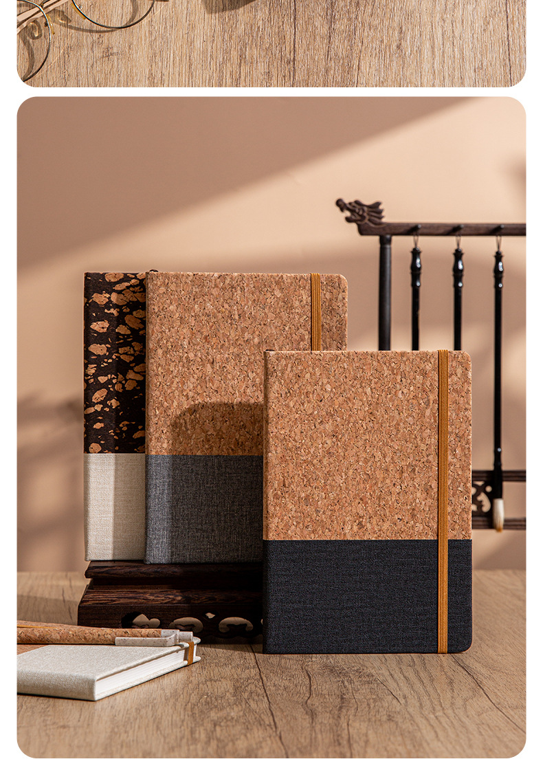 Simple and eco-friendly cork notebook cross-border A5 creative notebook customization office meeting business splicing notebook set pic 20