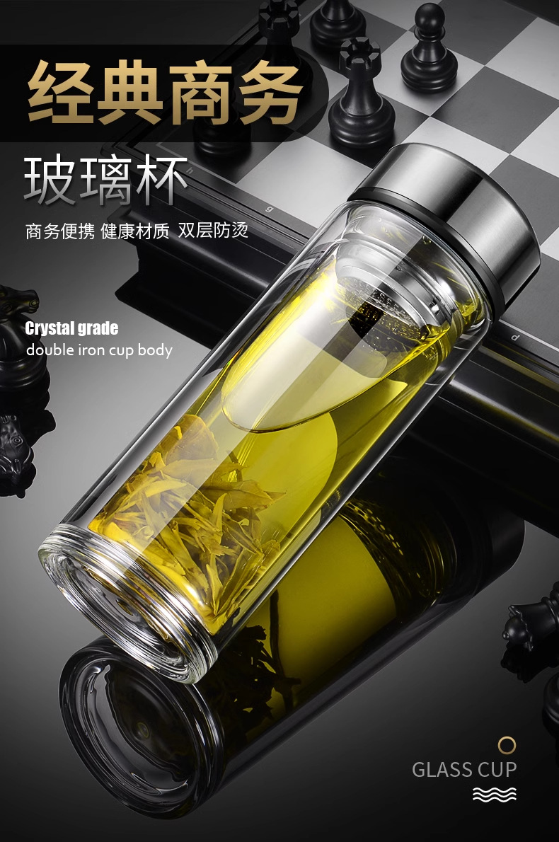高硼硅水杯男士高级感双层玻璃杯隔热耐高温茶水分离办公室泡茶杯详情7