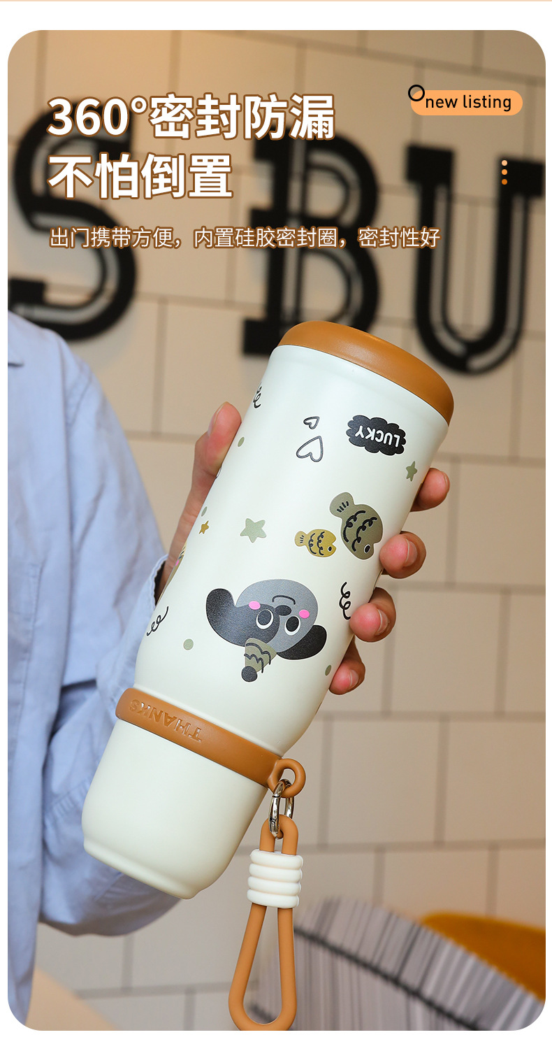 卡通保温杯女生可爱不锈钢泡茶杯子学生双饮吸管杯便携式水壶带盖详情4