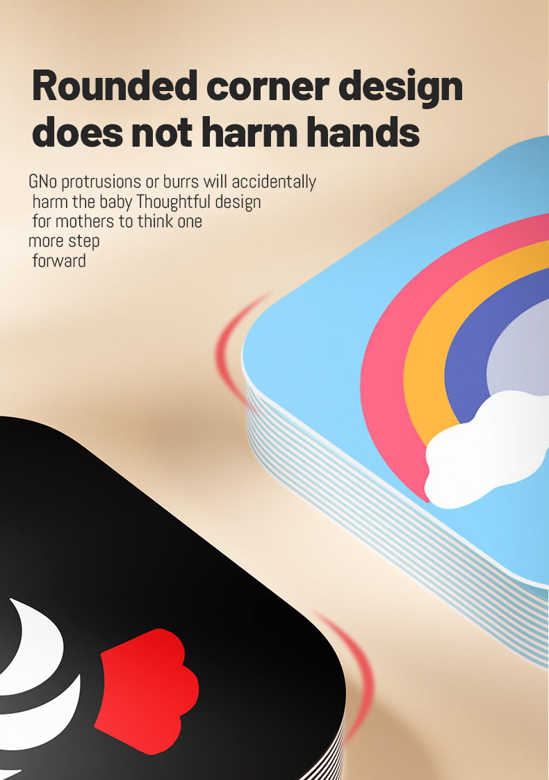 跨境黑白卡0-3个月婴儿黑白卡片早教卡视觉激发卡宝宝彩色卡英文详情14