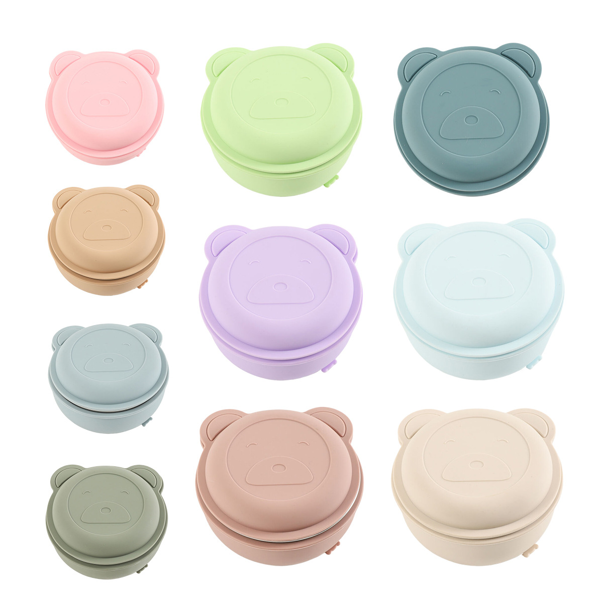 食品级硅胶婴儿辅食熊猫碗不锈钢宝宝餐具耐高温带盖婴童保温饭盒详情8
