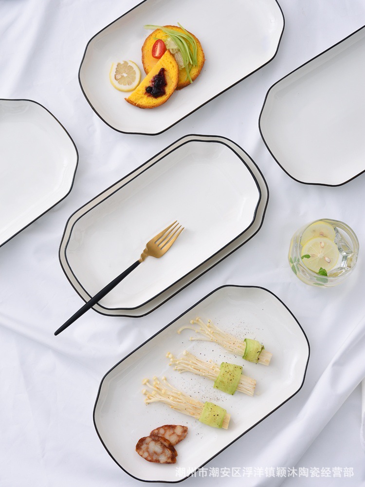 Nordic style large fish plate, ceramic underglaze color square, high-end home 2024 new steamed fish plate, vegetable plate, fish plate pic 8