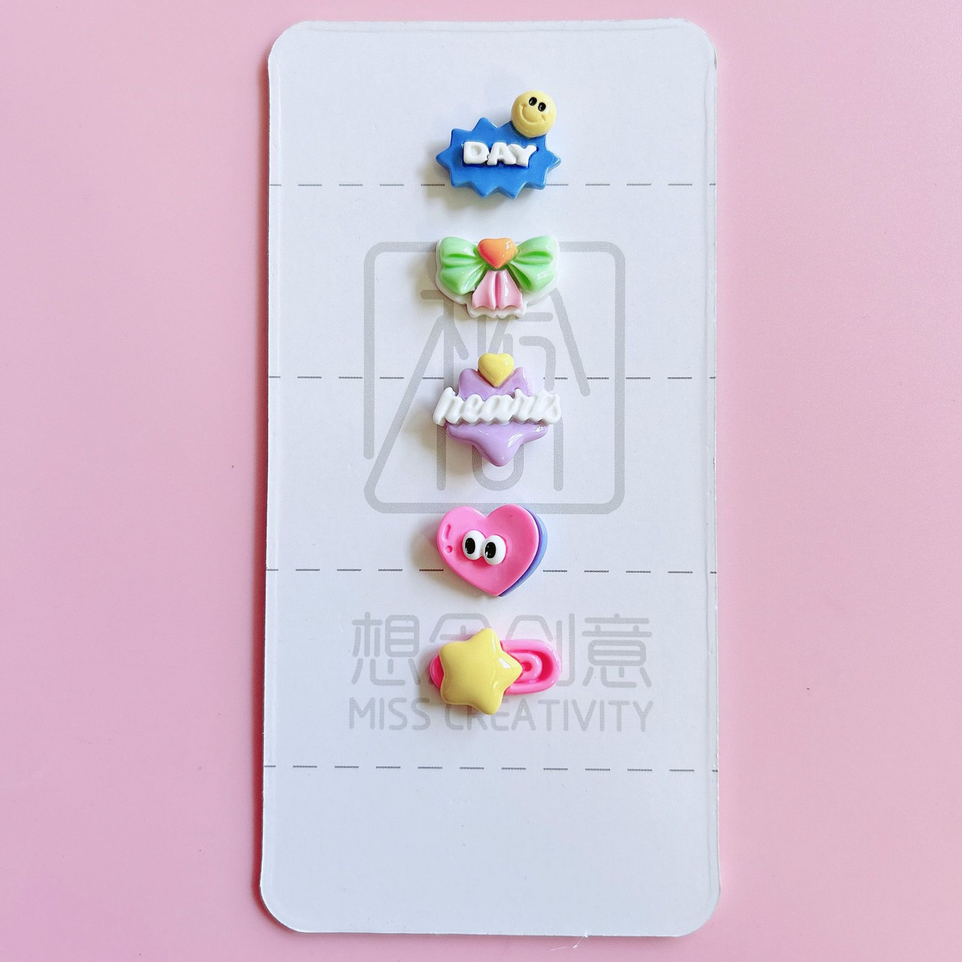 XN Star Pin, Bow sign, Heart-shaped Big eyes, diy resin jewelry accessories, Handmade hair clip stickers pic 9