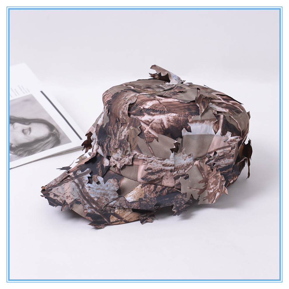 Amazon Cross-border jungle leaf camouflage curved brim sun hat, multiple outdoor sun protection creative bionic camouflage hats pic 8