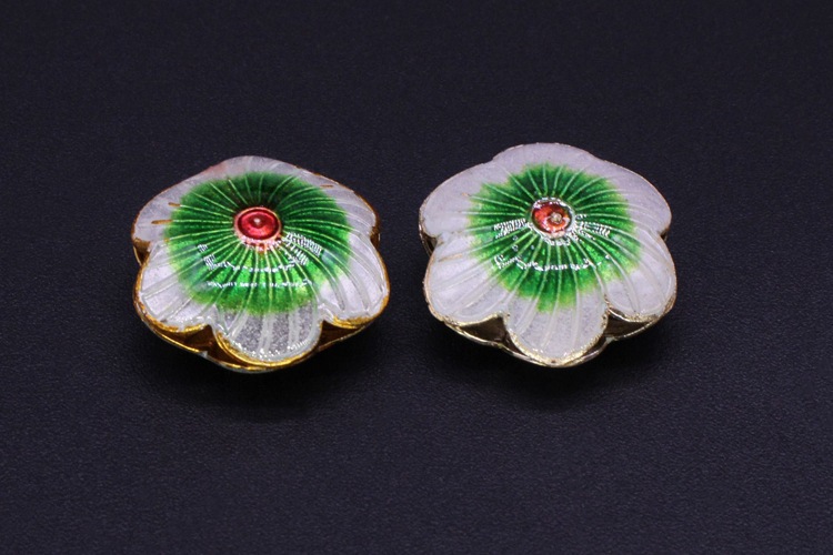 Traditional high-temperature enamel mechanism silver-blue ancient-style jewelry accessory, back cloud partition bead cloisonne 19mm large six-petal flower pic 8