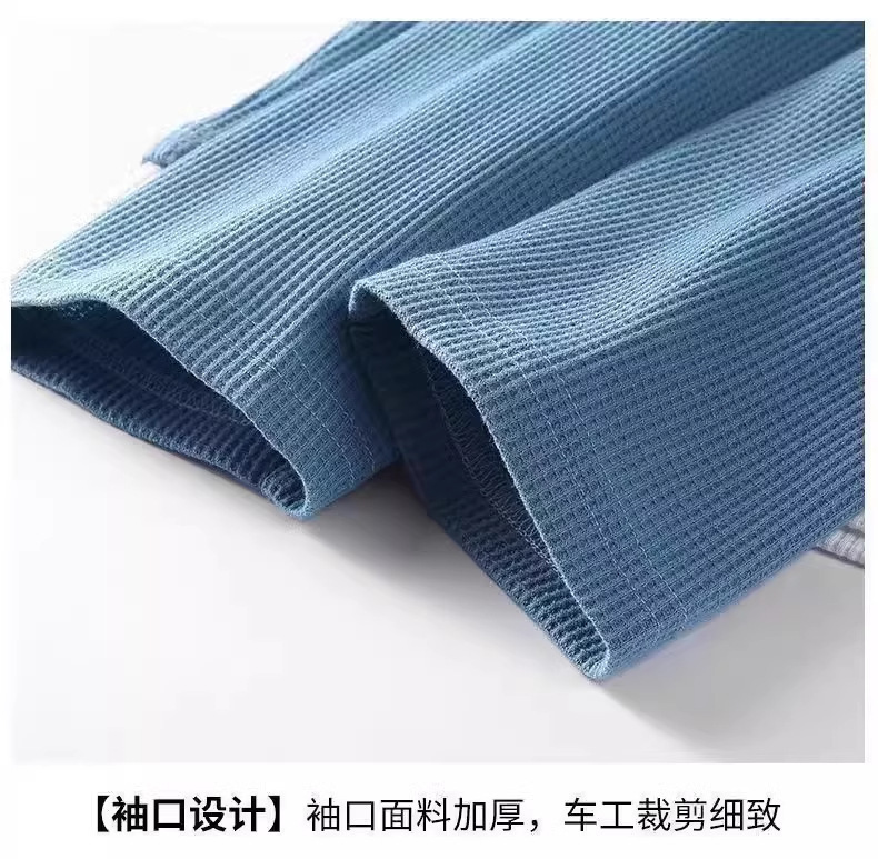 华夫格男士卫衣春秋季潮ins灰色圆领秋装打底衫上衣潮牌休闲加绒详情9