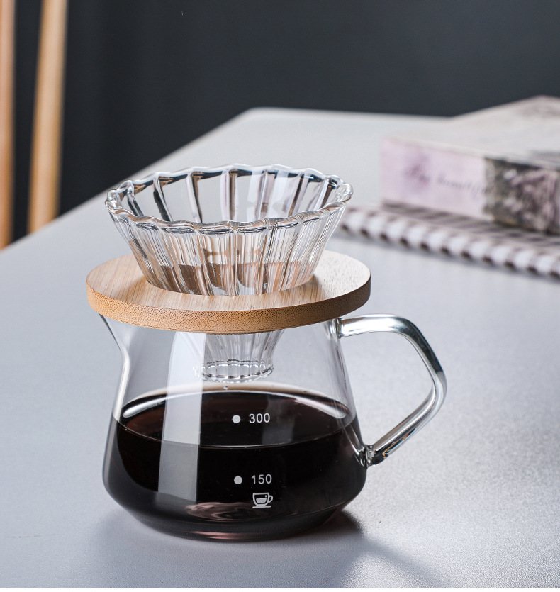 Wholesale glass hand-brewed coffee pot sets, coffee filter cups, sharing POTS, coffee brewing POTS, and coffee utensils can be printed with loge pic 1