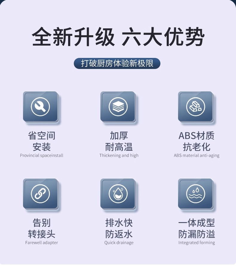 厨房下水管五通集成下水水槽排水管道洗碗机分水净水器多功能接头详情4