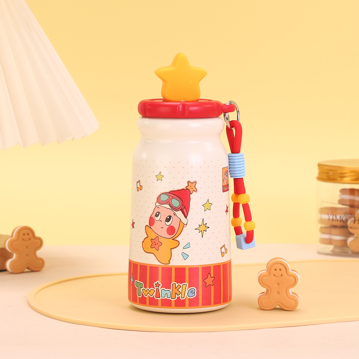 Cartoon star people taza de agua taza aislante acero inoxidable 316 taza aislante para niños de gran capacidad para mujeres de alta apariencia horizontal copa de pajita pic 4