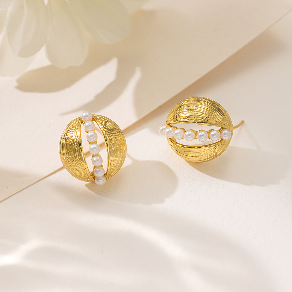 珍珠耳环金属风ins气质简约小众高级感耳饰耳钉批发轻奢几何新款详情5
