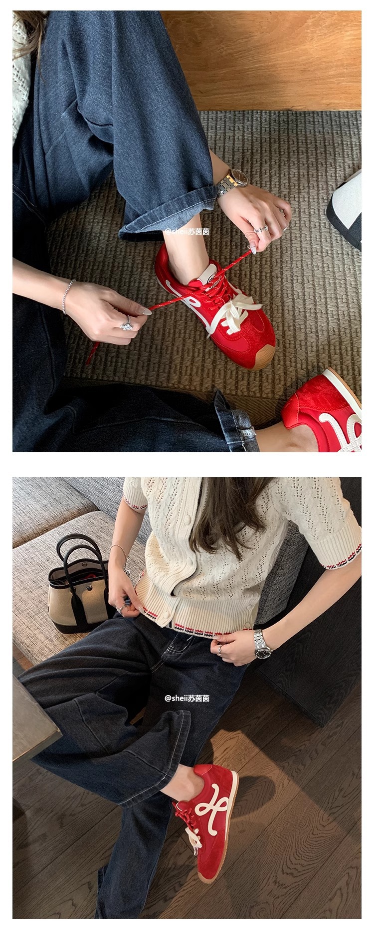 苏茵茵7cm内增高版~复古小歪头鸳鸯鞋带休闲鞋德训鞋女阿甘小白鞋详情28