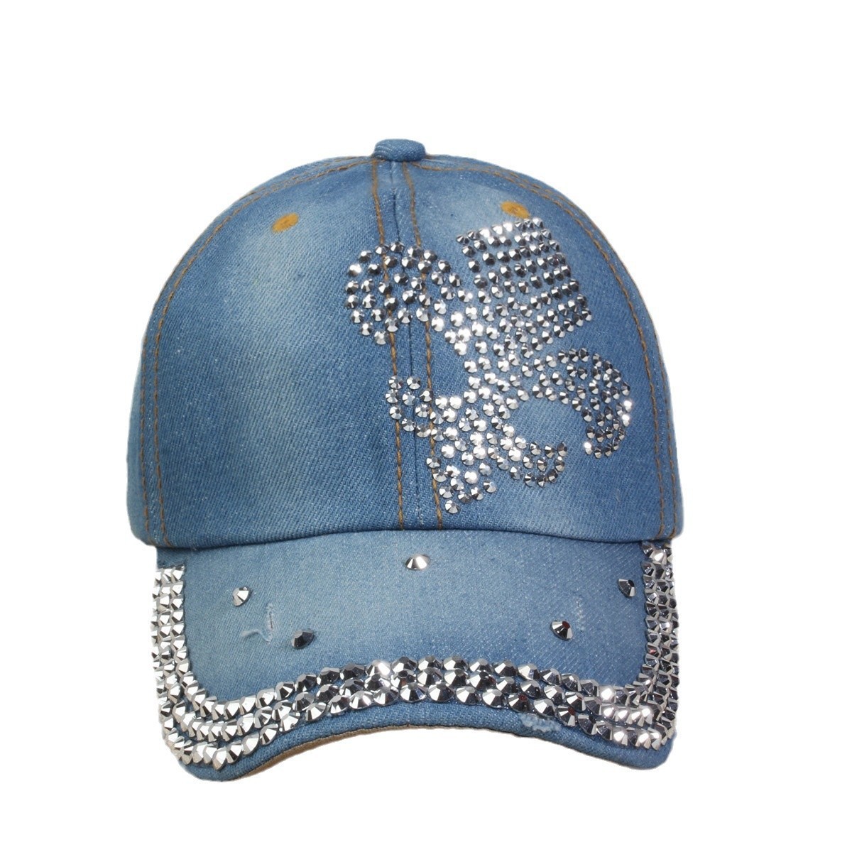 牛仔镶钻棒球帽弯檐男帽女帽百搭款遮阳鸭舌帽夏季休闲百搭帽子详情6