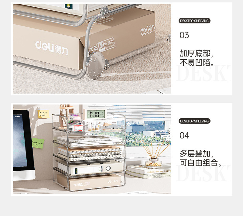 Desktop transparent storage rack, document, stationery and book storage rack, office multi-layer acrylic storage and organization box pic 13