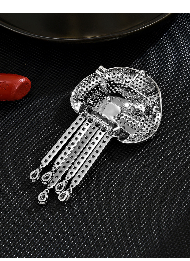 高档流苏水母胸针珍珠胸花走光别针配饰批发高级详情18