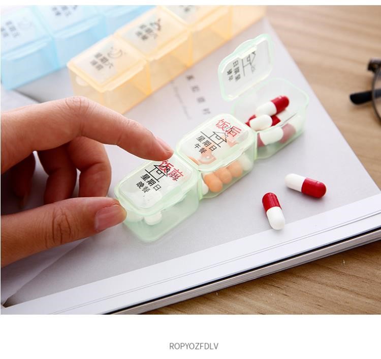 The medicine box is a large-capacity dispensing device for seven days a week, including morning, noon and evening. It is a portable storage box for the week to remind you of the pills pic 41