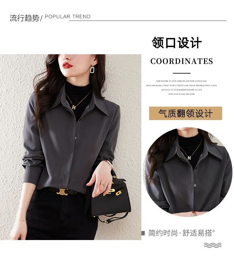 This is a new retro Hong Kong-style high-quality shirt with a thick long-sleeved design and a unique style for women in the autumn and winter of 2025 pic 5
