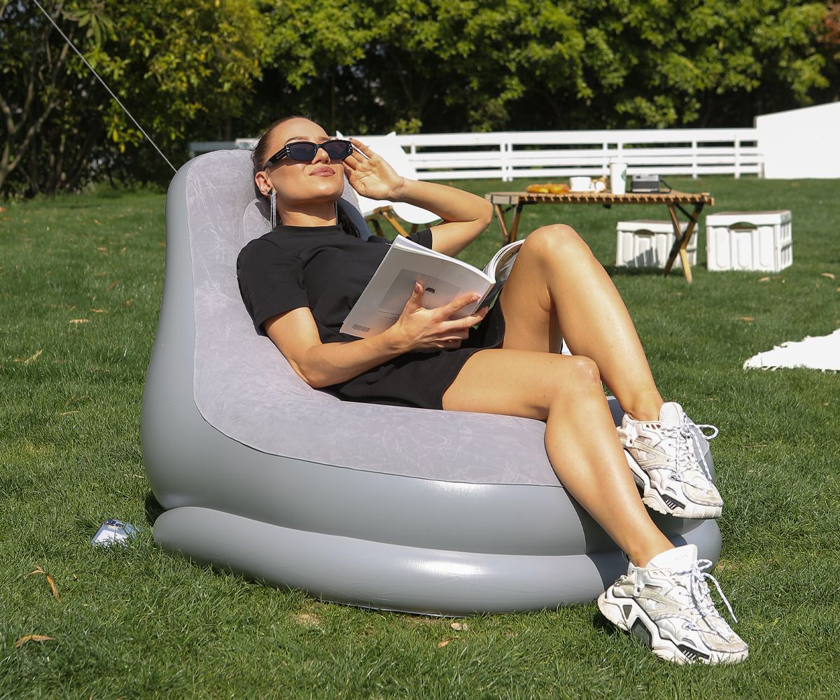 懒人充气沙发带脚凳单人榻榻米便携带杯托沙发阳台午睡简易躺椅床详情13