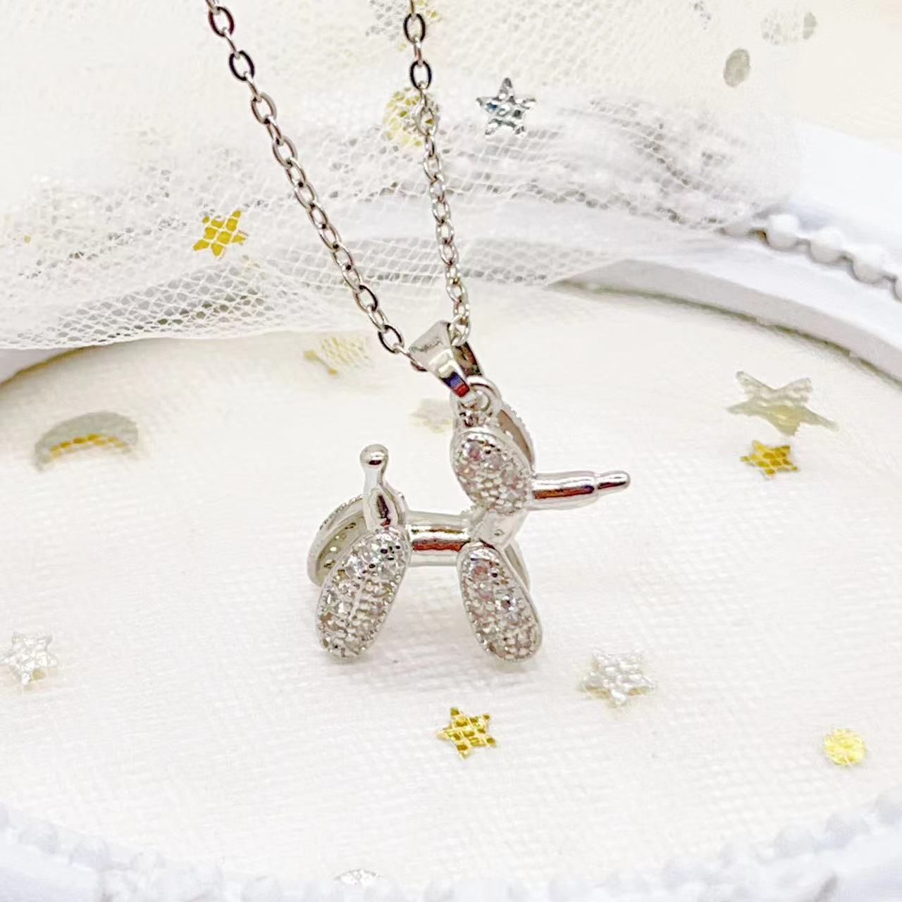 New simple European and American style necklace, cute animal dog, long-eared rabbit, kitten, light luxury and niche necklace for women pic 6