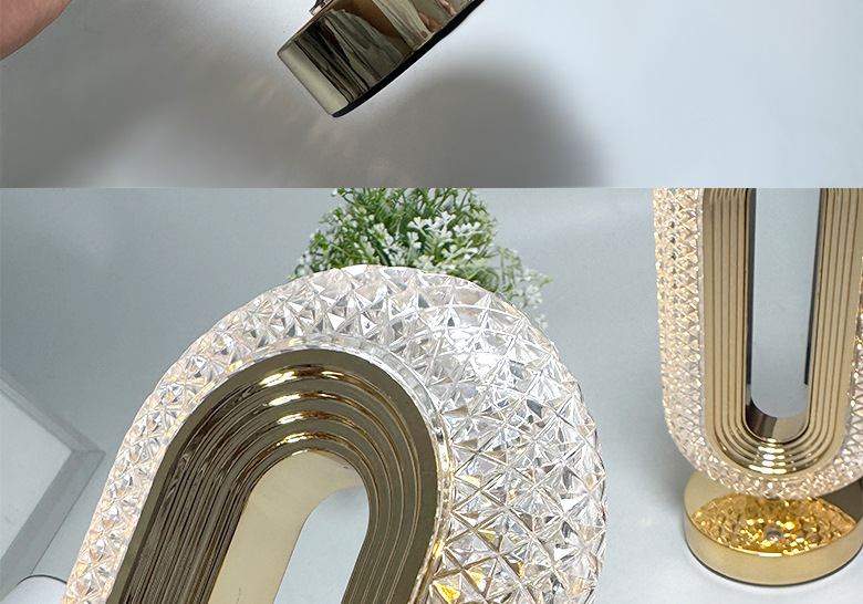 Crystal table lamp, electroplated process, track, European touch, bedroom, bedside, ambient night light, ambient light, bedroom pic 28