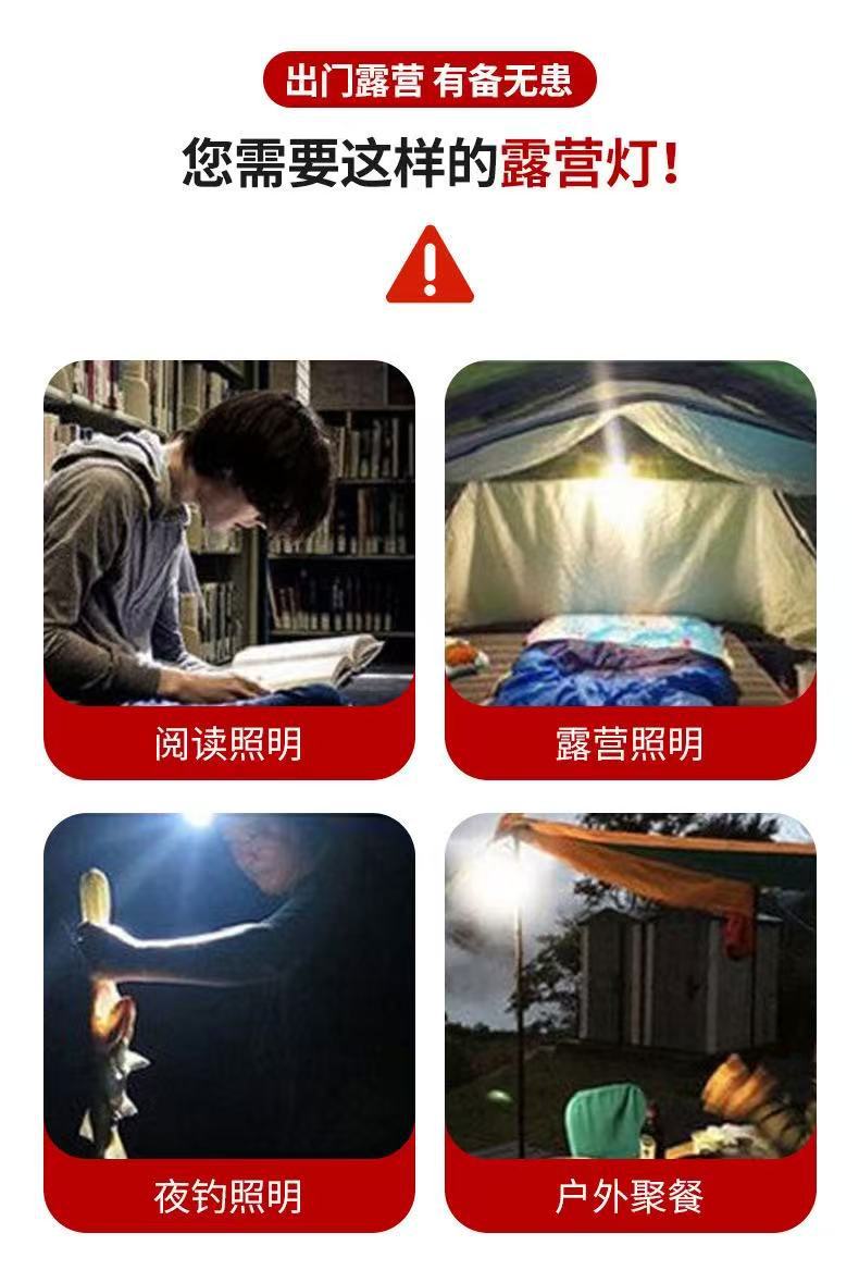 Brand-new solar multi-source portable lamp, outdoor camping lamp, waterproof high-intensity portable emergency light, night fishing lighting pic 9
