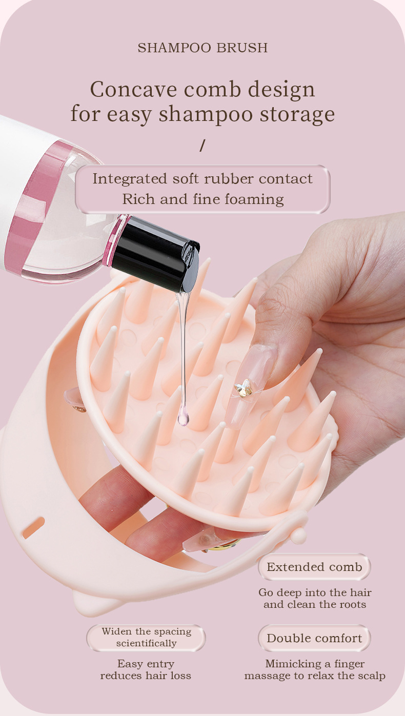 Silicone shampoo comb cartoon massage shampoo brush详情8