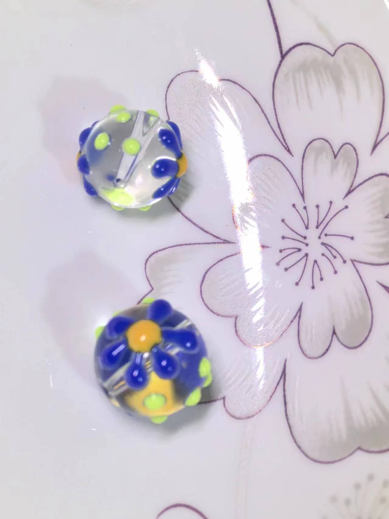 手绘趣味滴油琉璃散珠花朵 手工DIY串珠手链耳环项链饰品配件批发详情7