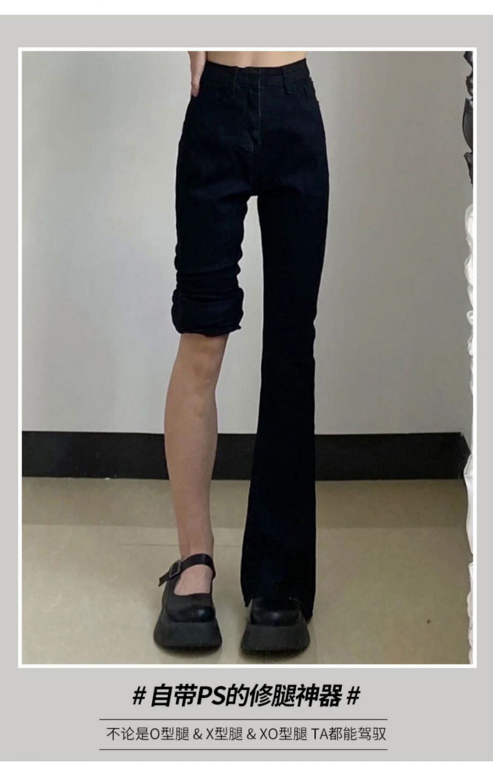 Black slightly flared jeans for women in spring and autumn are versatile. The new high-waisted Korean style slimming flared trousers for spring and summer are trendy pic 7