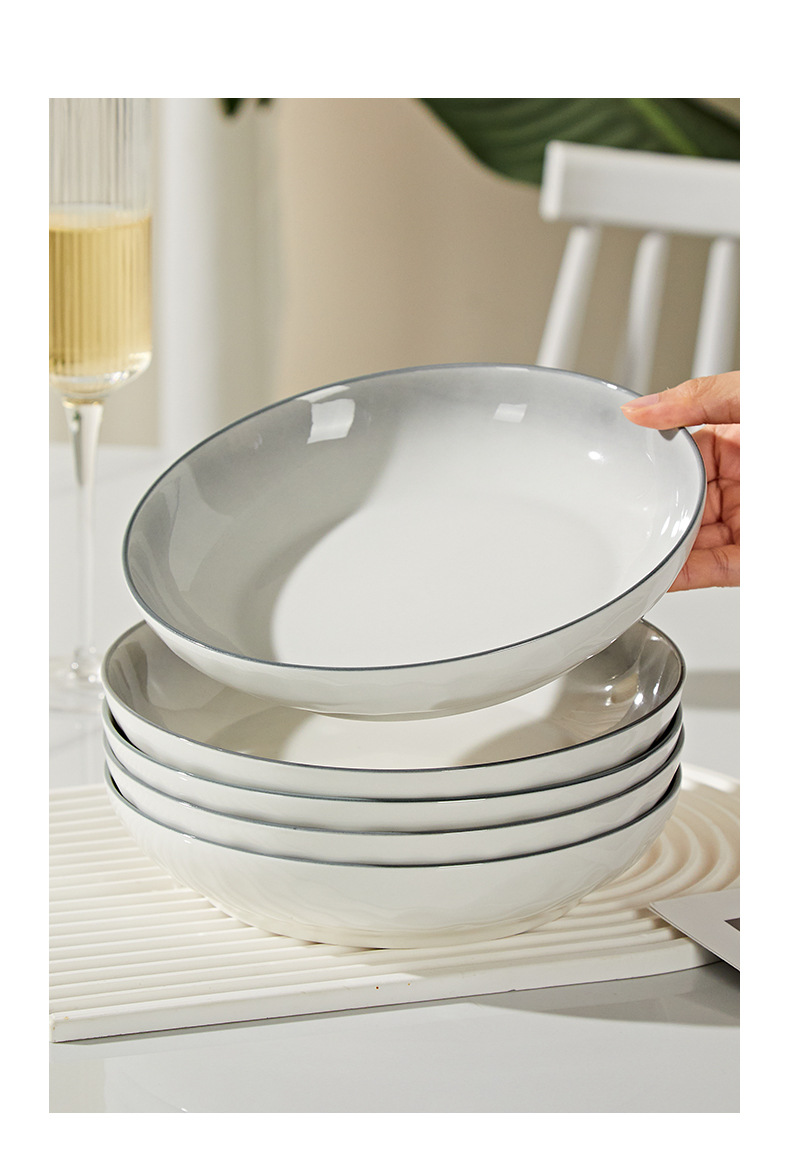 釉下彩2025新款石纹浅灰高级感陶瓷碗碟套装简约家用饭碗盘子勺子详情31