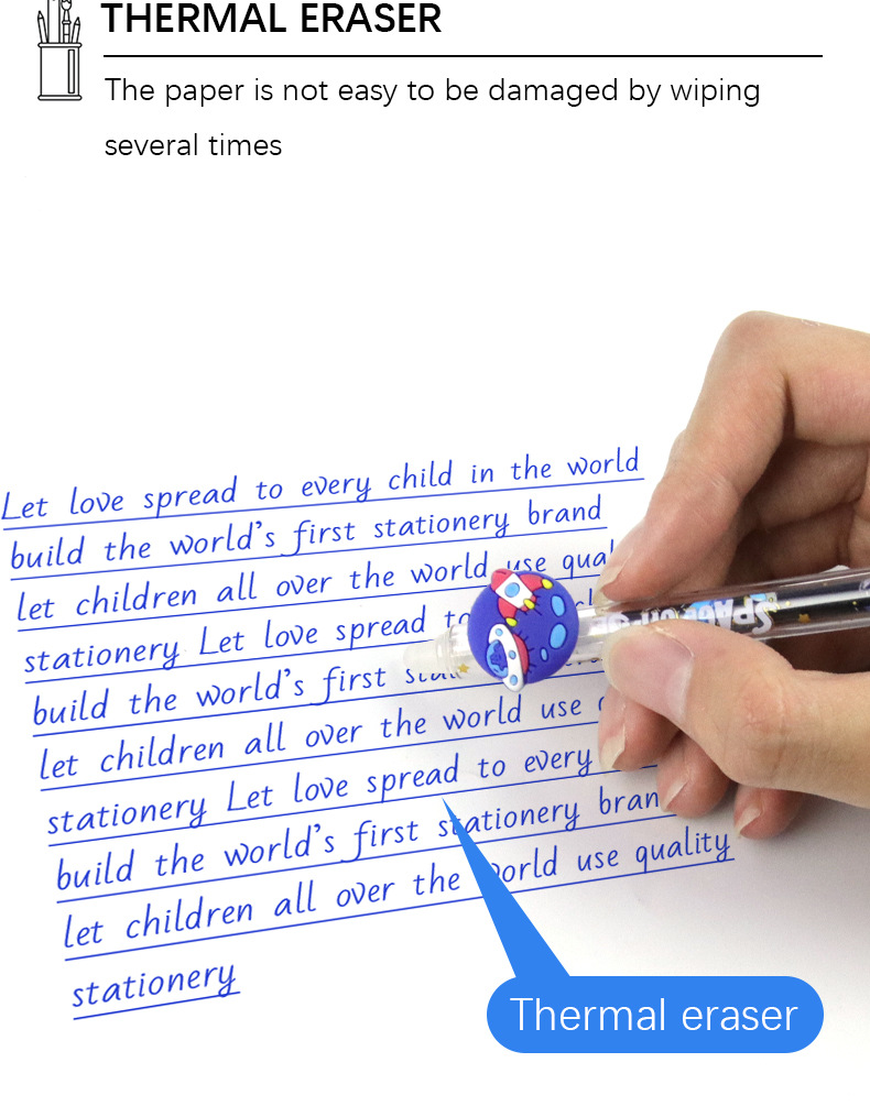 Yalong Cross-border Classic 0.5MM bullet-tipped erasable Gel Pen with Eraser Creative Planet Thermal Erasable Pen pic 3