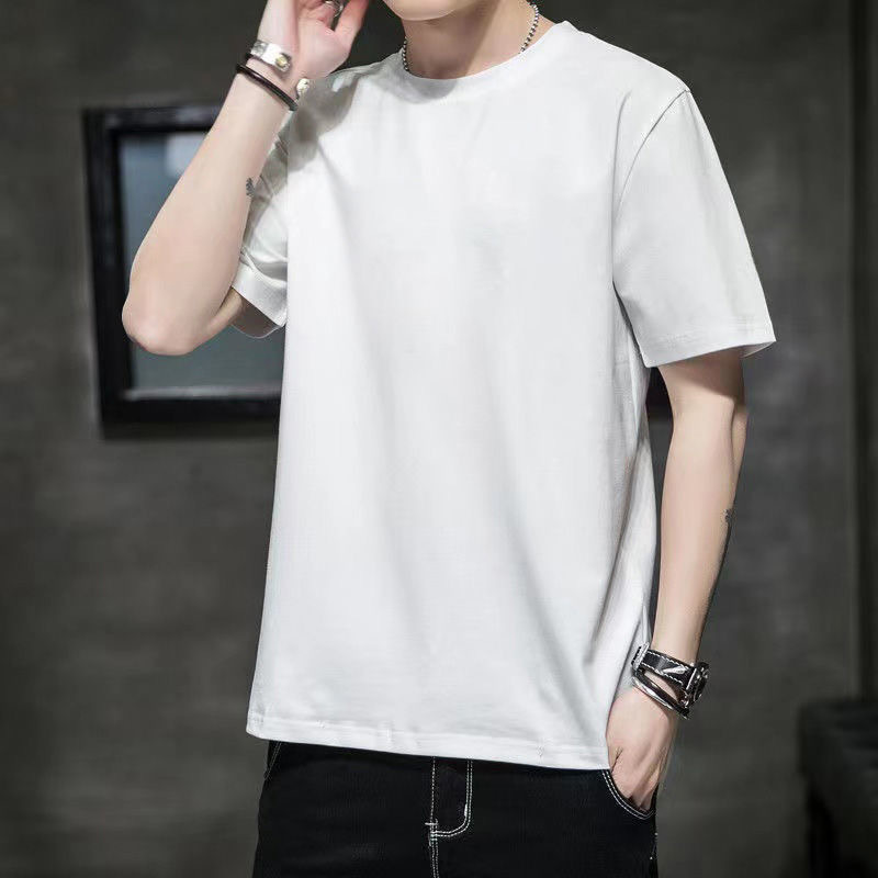 夏季蓝色纯棉短袖t恤男美式宽松大码ins潮牌半袖日系字母青年体恤详情12