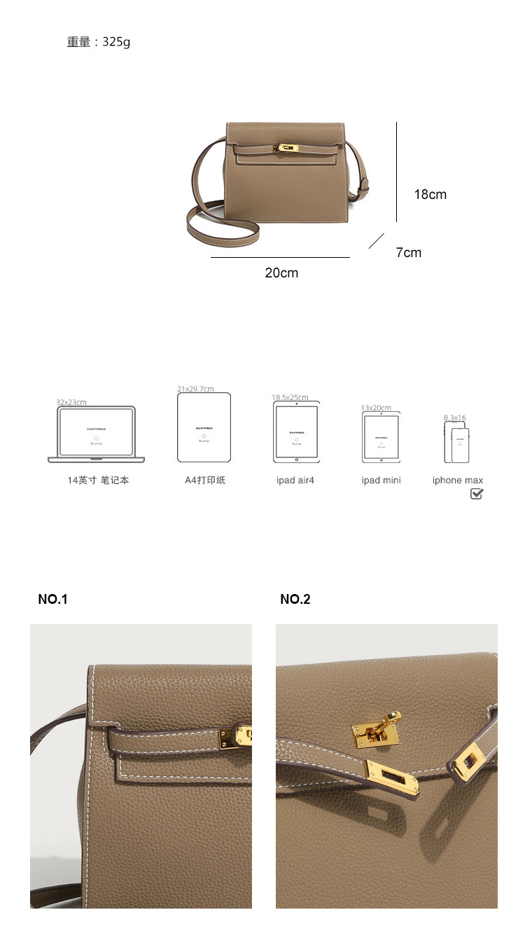 This is a new retro and trendy dance bag by Kelly, featuring a simple, classic and high-end look. It is a single-shoulder, hand-carry and crossbody bag with a lychee pattern pic 4