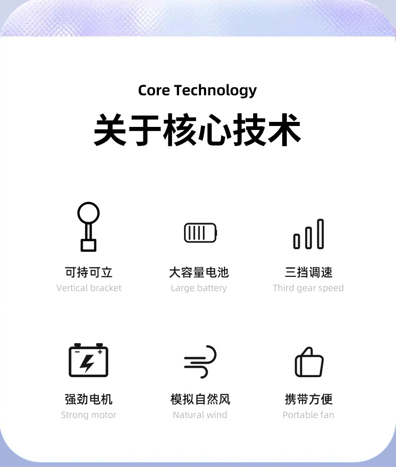 新款usb充电手持风扇迷你学生便携式桌面支架涡轮无叶小风扇静音详情2